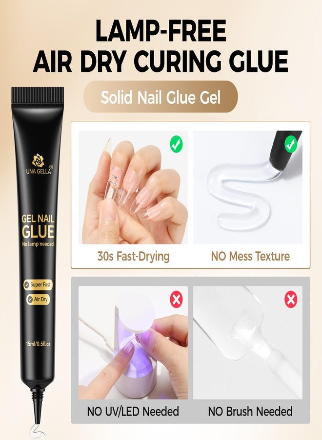 UNA GELLA Gel Nail Glue, 15ml*2pcs No U V/Lamp Needed Nail Gel Glue, Quick Air Drying Semi Solid Nail Glue GEL, Super Strong NAIL G LUE For Acrylic False Nails Tips Press Ons Extension DIY Kit - Image 2